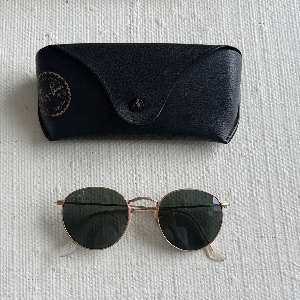Ray-Ban Gold Frame Sunglasses with Green Lenses